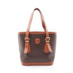 Celine Tote Macadam Brown Coatingcanvas Leather Handbag
