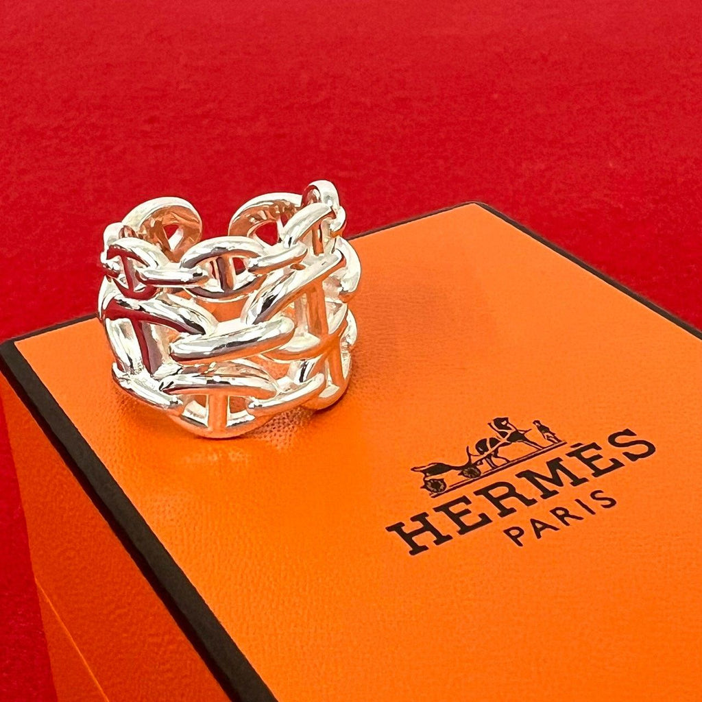 Hermes Ancene Box GM Ring 925 Sterling Silver