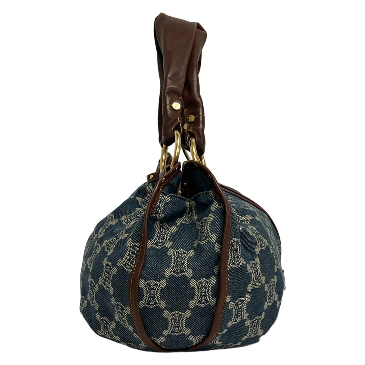 Celine Tote Bittersweet Paris Macadam Navy Ivory Dark Brown Leather — view 2