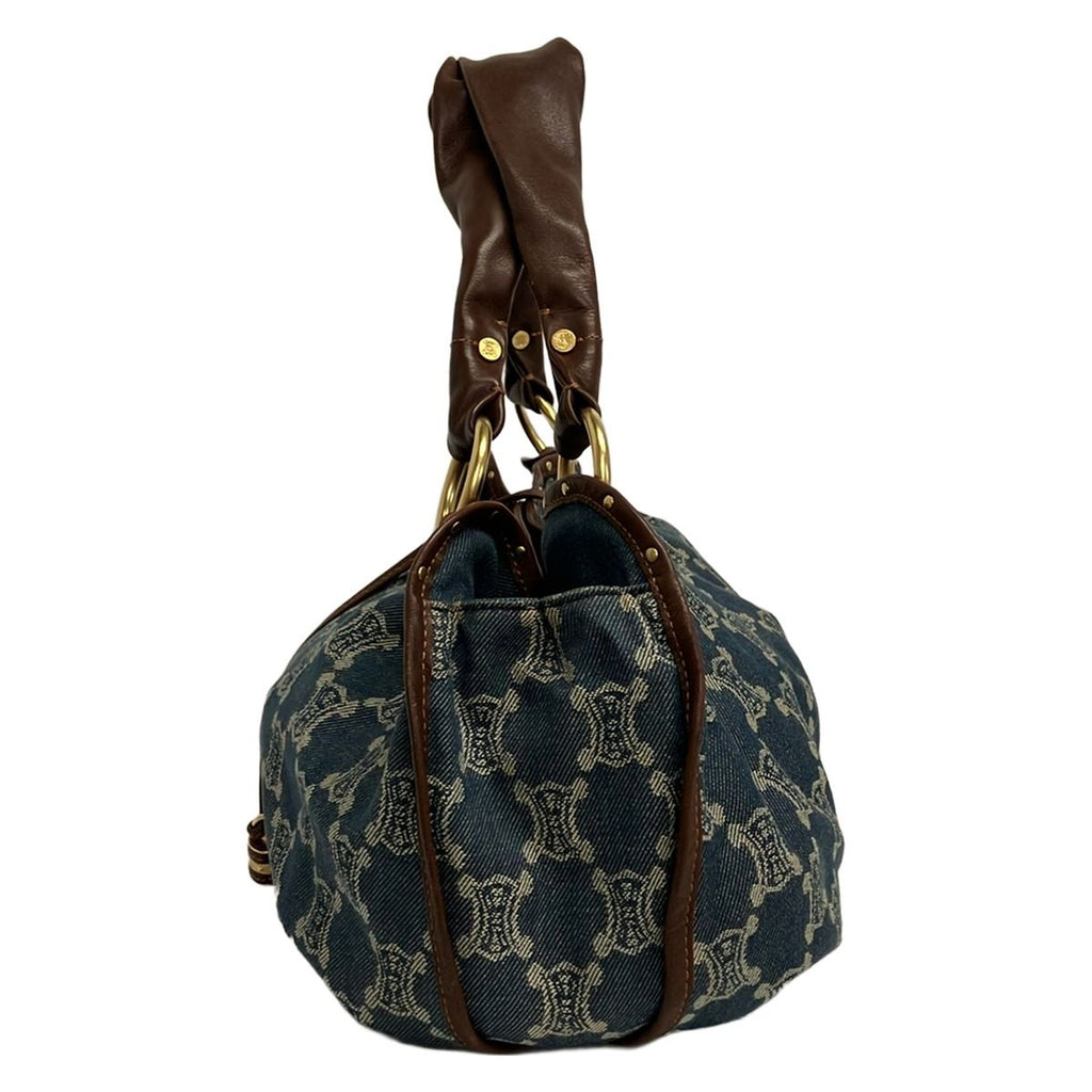 Celine Tote Bittersweet Paris Macadam Navy Ivory Dark Brown Leather — view 4