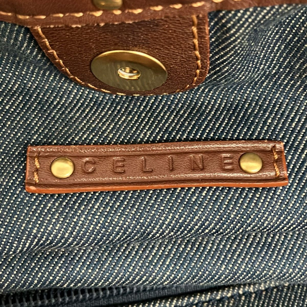 Celine Tote Bittersweet Paris Macadam Navy Ivory Dark Brown Leather — view 9