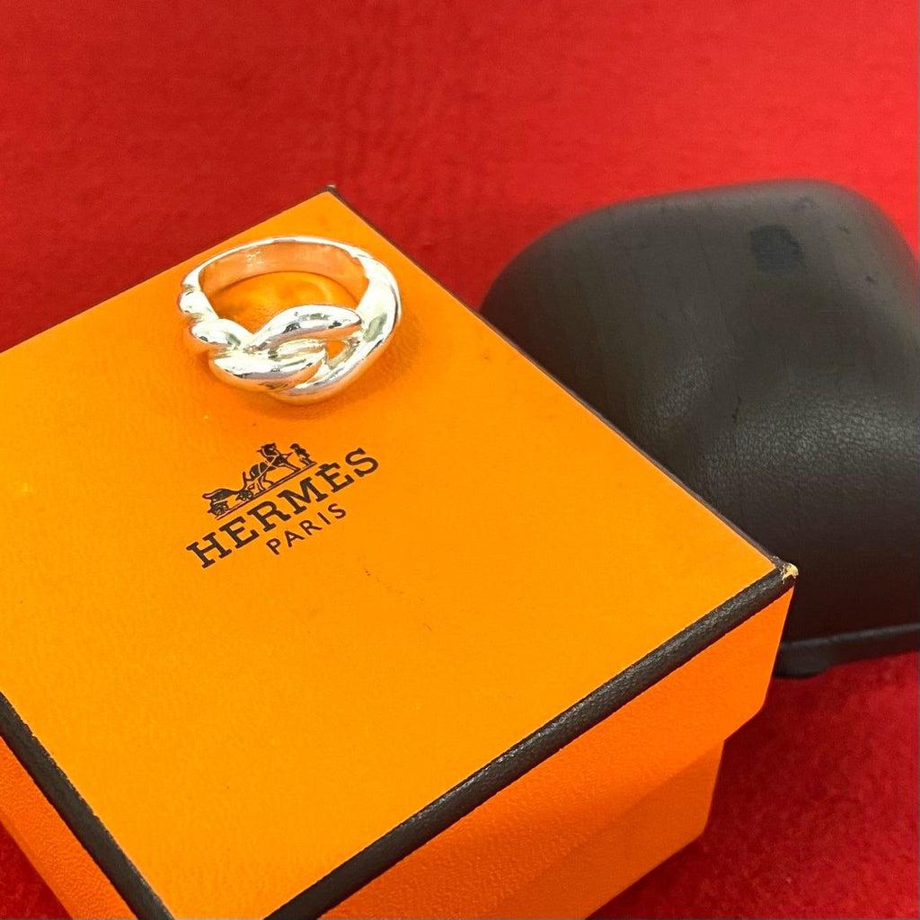 Hermes Boxed Torsado Ring 925 Sterling Silver