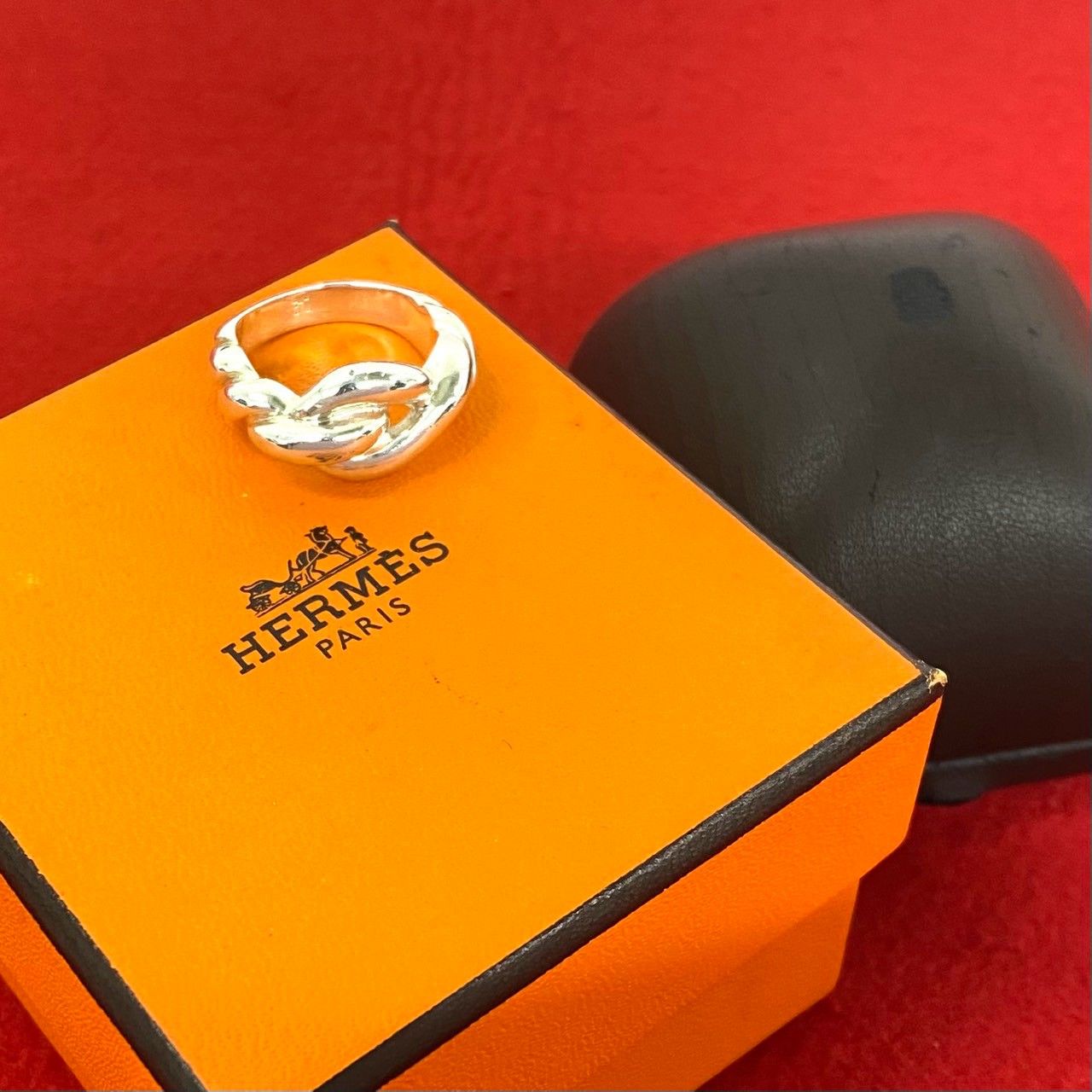 Hermes Boxed Torsado Ring 925 Sterling Silver