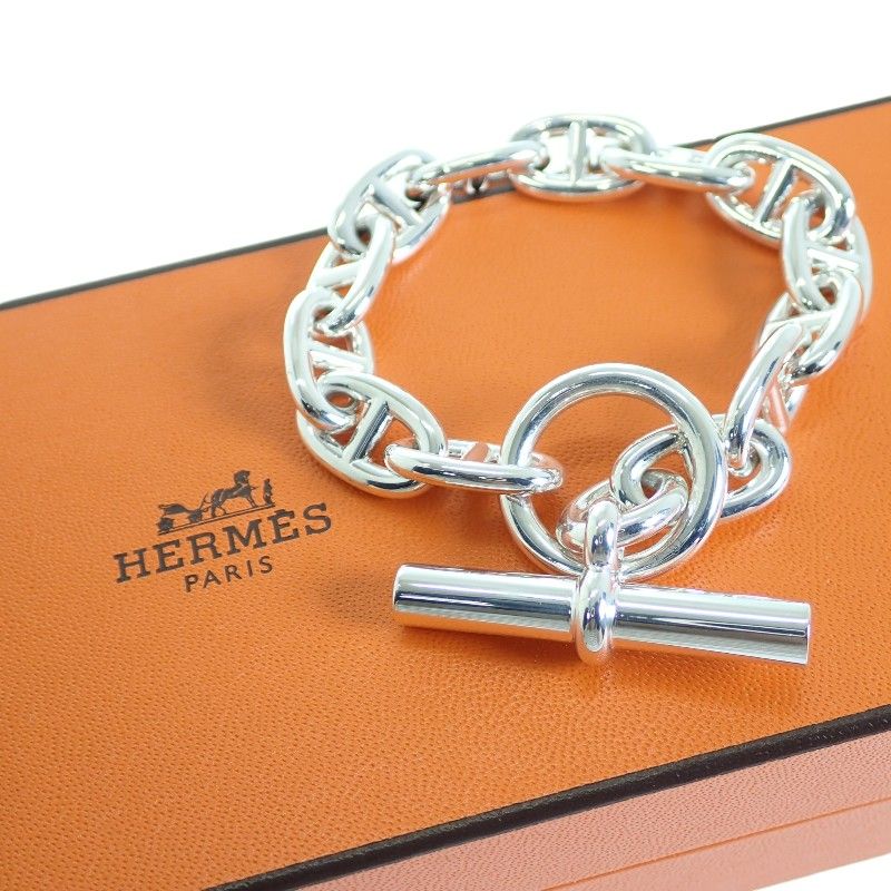 Hermes Chaine D'ancre Frame Ble Set 925 Sterling Silver with Bracelet