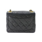 Chanel Mini Quilted Chain Shoulder Bag Lambskin Black Gold Vintage — view 3