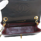Chanel Mini Quilted Chain Shoulder Bag Lambskin Black Gold Vintage — view 8