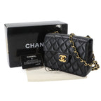 Chanel Mini Quilted Chain Shoulder Bag Lambskin Black Gold Vintage — view 2