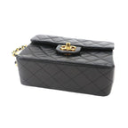 Chanel Mini Quilted Chain Shoulder Bag Lambskin Black Gold Vintage — view 5