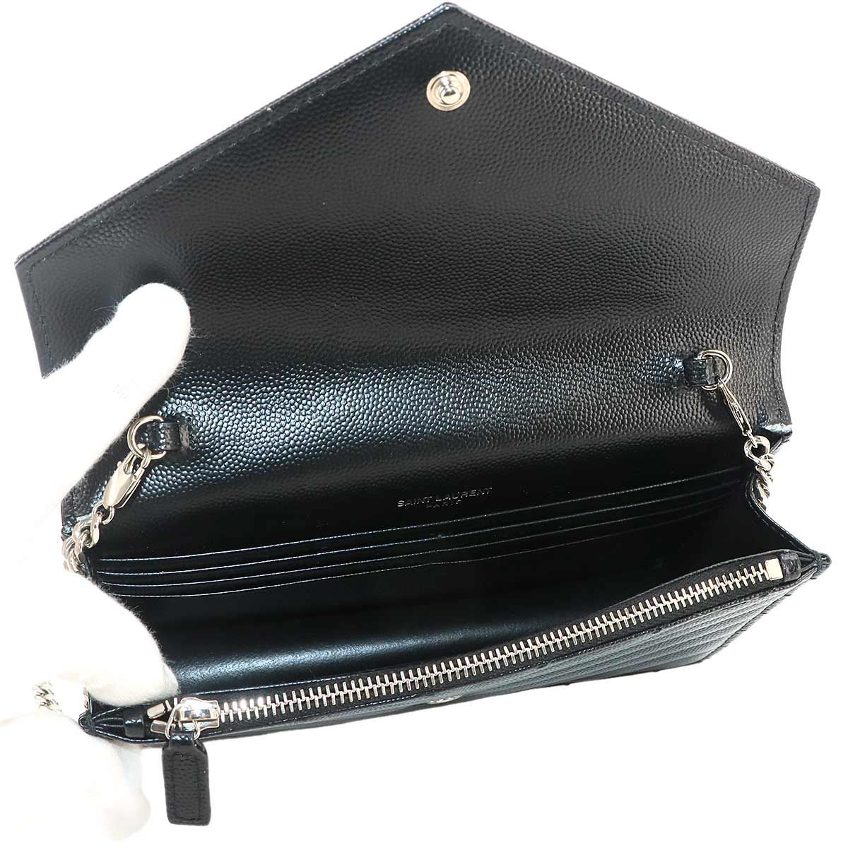 Saint Laurent Cassandra Chain Wallet Leather Black Shoulder — view 7