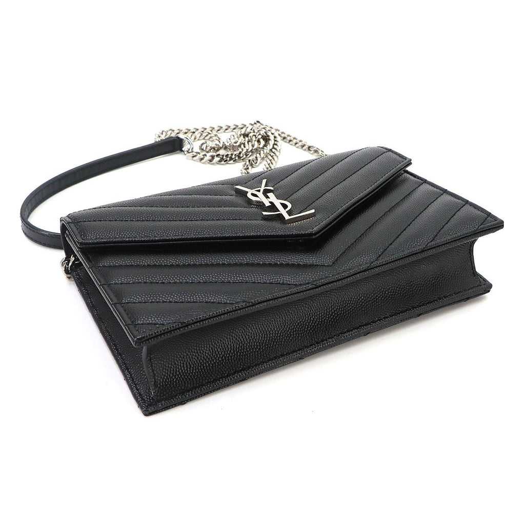Saint Laurent Cassandra Chain Wallet Leather Black Shoulder — view 5