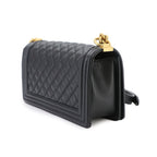 Chanel Boy Chain Shoulder Bag Lambskin Black Gold — view 3