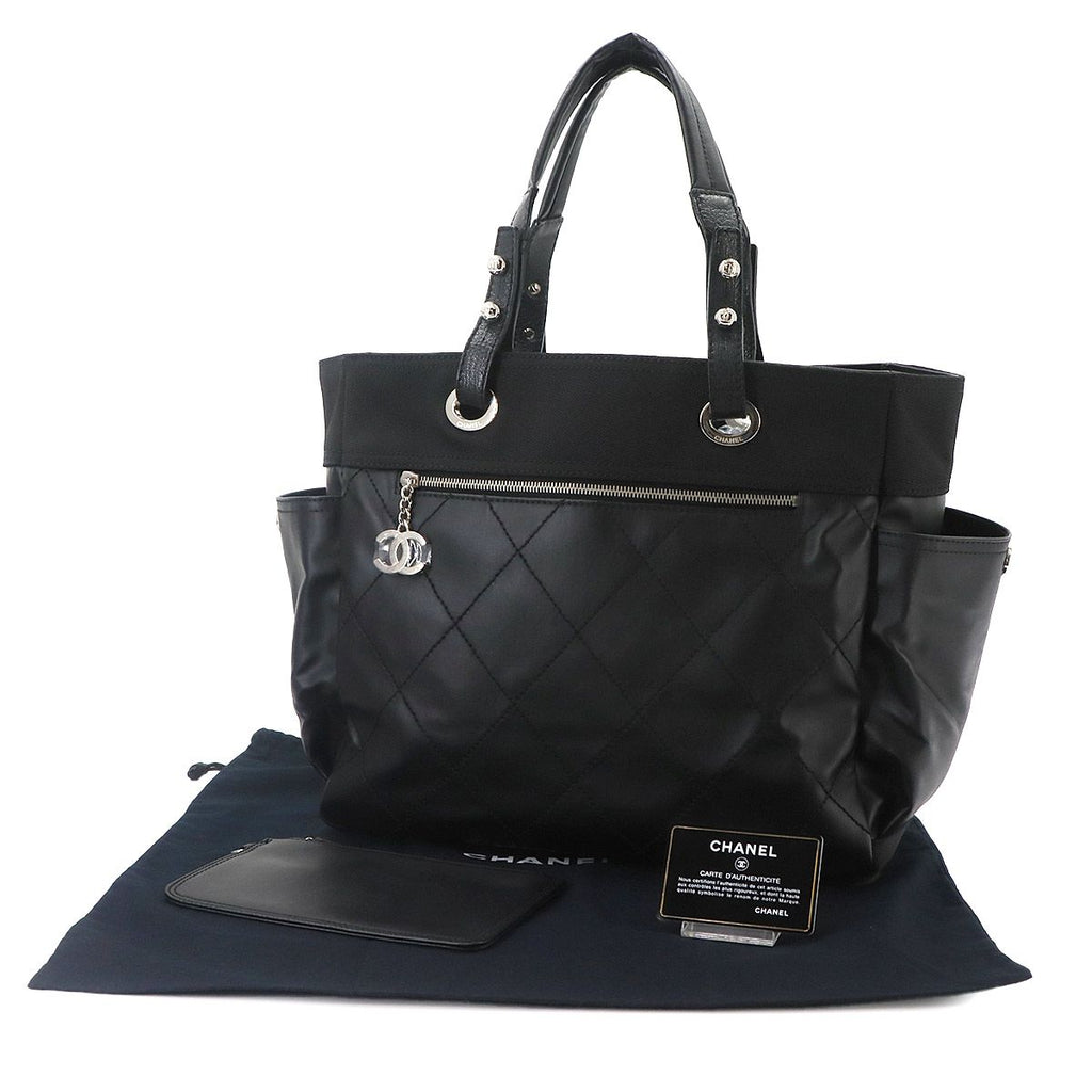 Chanel Paris Biarritz GM Tote Nylon Leather Black — view 2