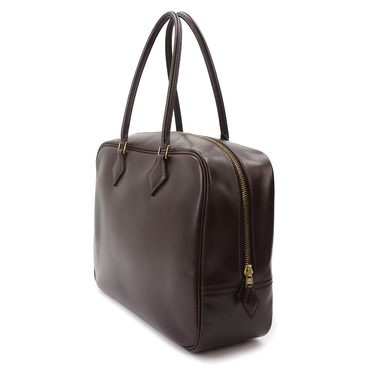 Hermes Plume 32 Hand Bag Box Calf Ebene Gold — view 3