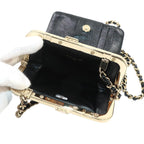 Chanel Quilted Kiss Lock Chain Wallet Leather Black Gold Shoulder — view 8