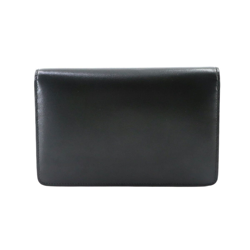 Celine Triomphe Chain Wallet Leather Black Gold Shoulder — view 2