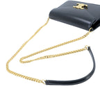 Celine Triomphe Chain Wallet Leather Black Gold Shoulder — view 5