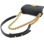 Chanel Boy Small Chain Shoulder Bag Caviar Leather Black Gold — view 5