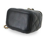 Chanel Quilted Mini Vanity Chain Shoulder Bag Lambskin Black Gold — view 4