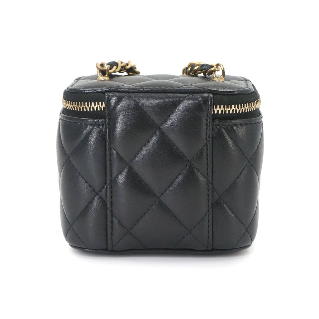 Chanel Quilted Mini Vanity Chain Shoulder Bag Lambskin Black Gold — view 2