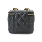 Chanel Quilted Mini Vanity Chain Shoulder Bag Lambskin Black Gold — view 2