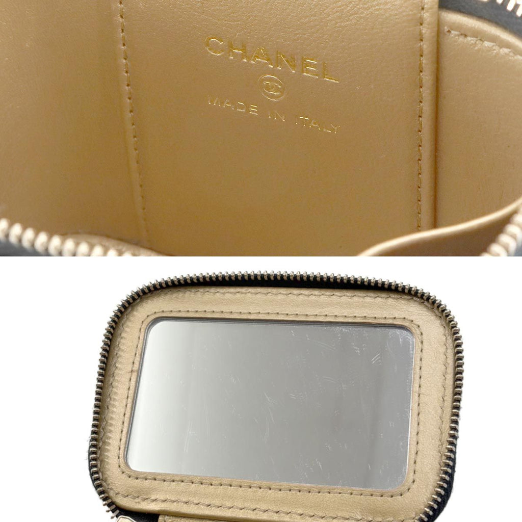 Chanel Quilted Mini Vanity Chain Shoulder Bag Lambskin Black Gold — view 8