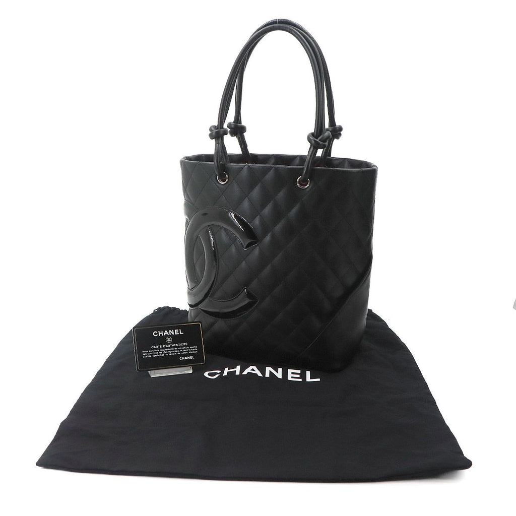 Chanel Cambon Line Tote Leather Enamel Black Silver — view 2