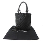 Chanel Cambon Line Tote Leather Enamel Black Silver — view 2