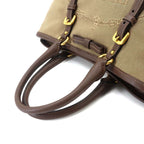 Prada Logo Jacquard Ribbon 2-Way Bag Canvas Leather Beige Brown — view 5