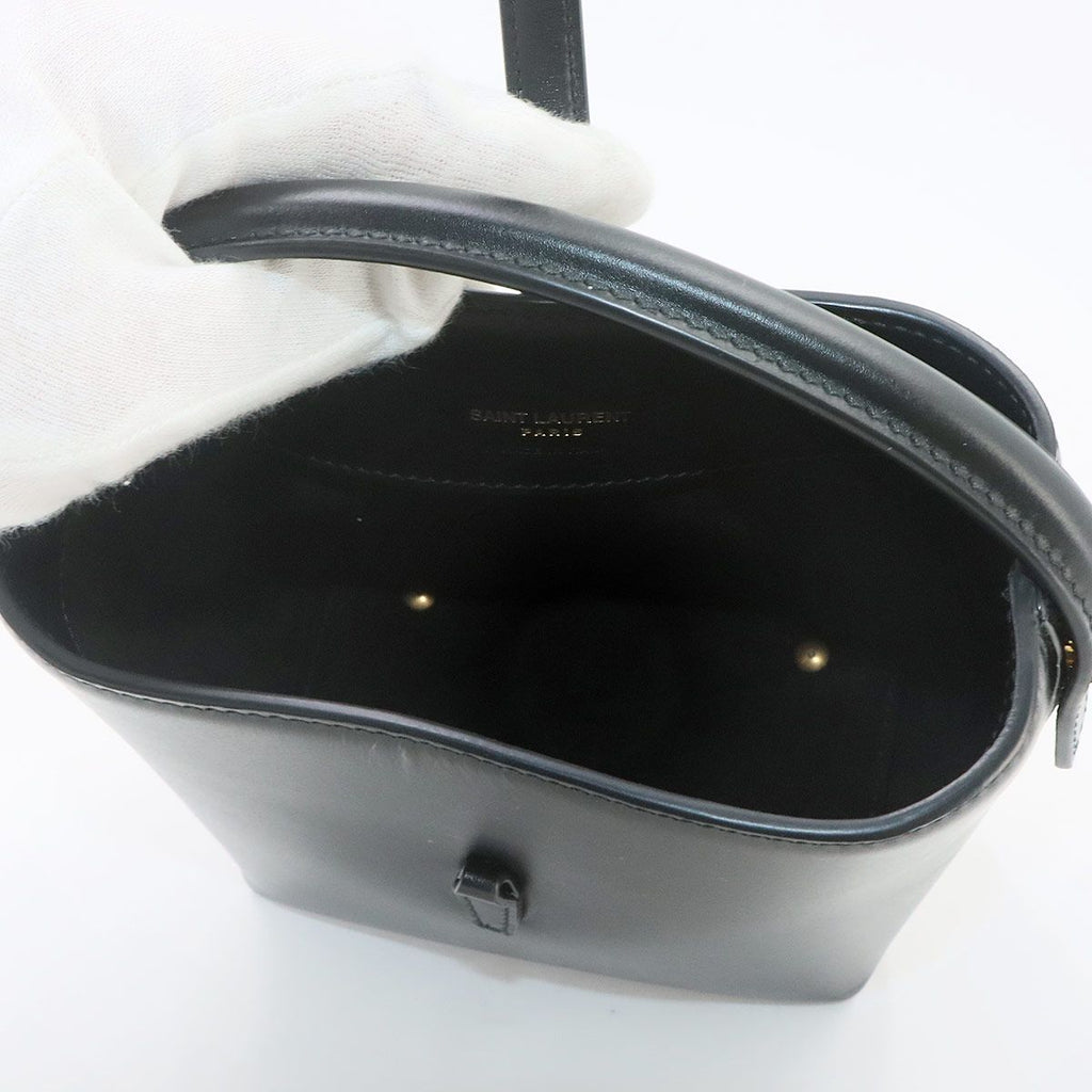 Saint Laurent Mini 2-Way Shoulder Hand Bag Leather Black Gold — view 6