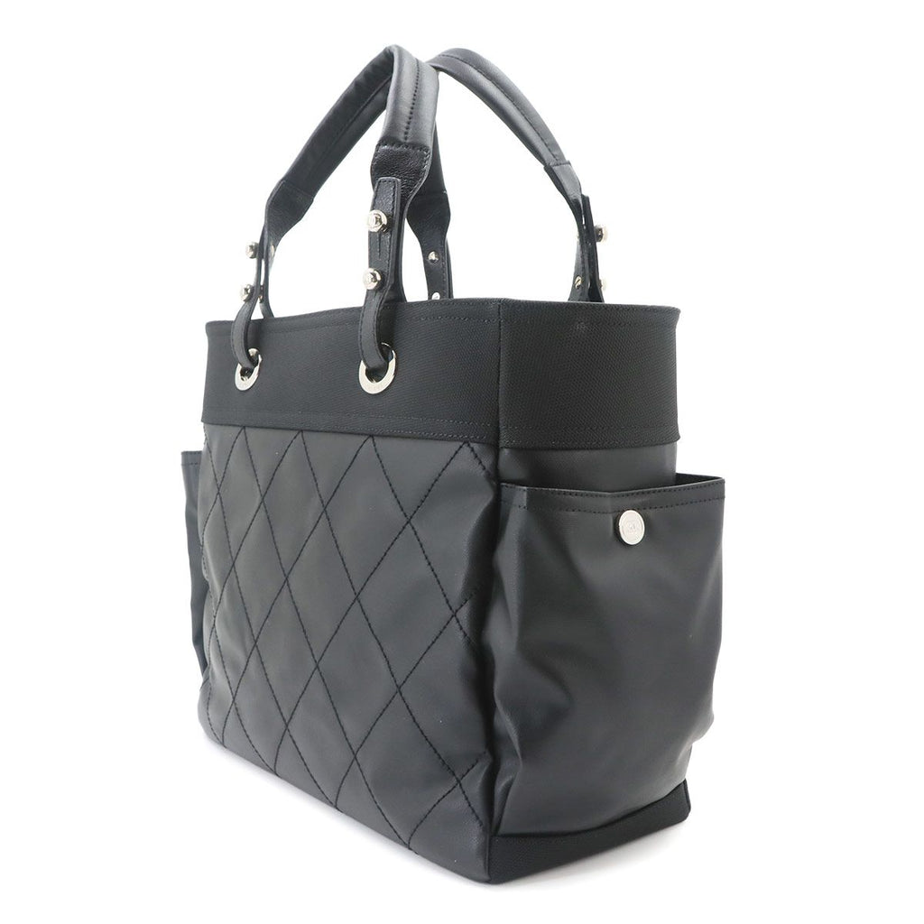 Chanel Paris Biarritz GM Tote Nylon Leather Black — view 4