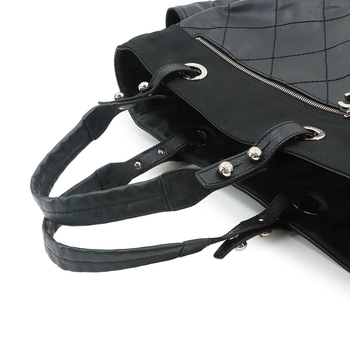 Chanel Paris Biarritz GM Tote Nylon Leather Black — view 5