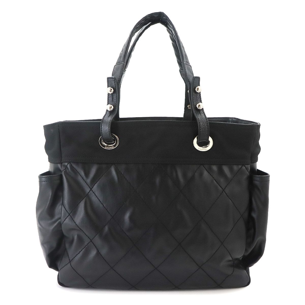 Chanel Paris Biarritz GM Tote Nylon Leather Black — view 2