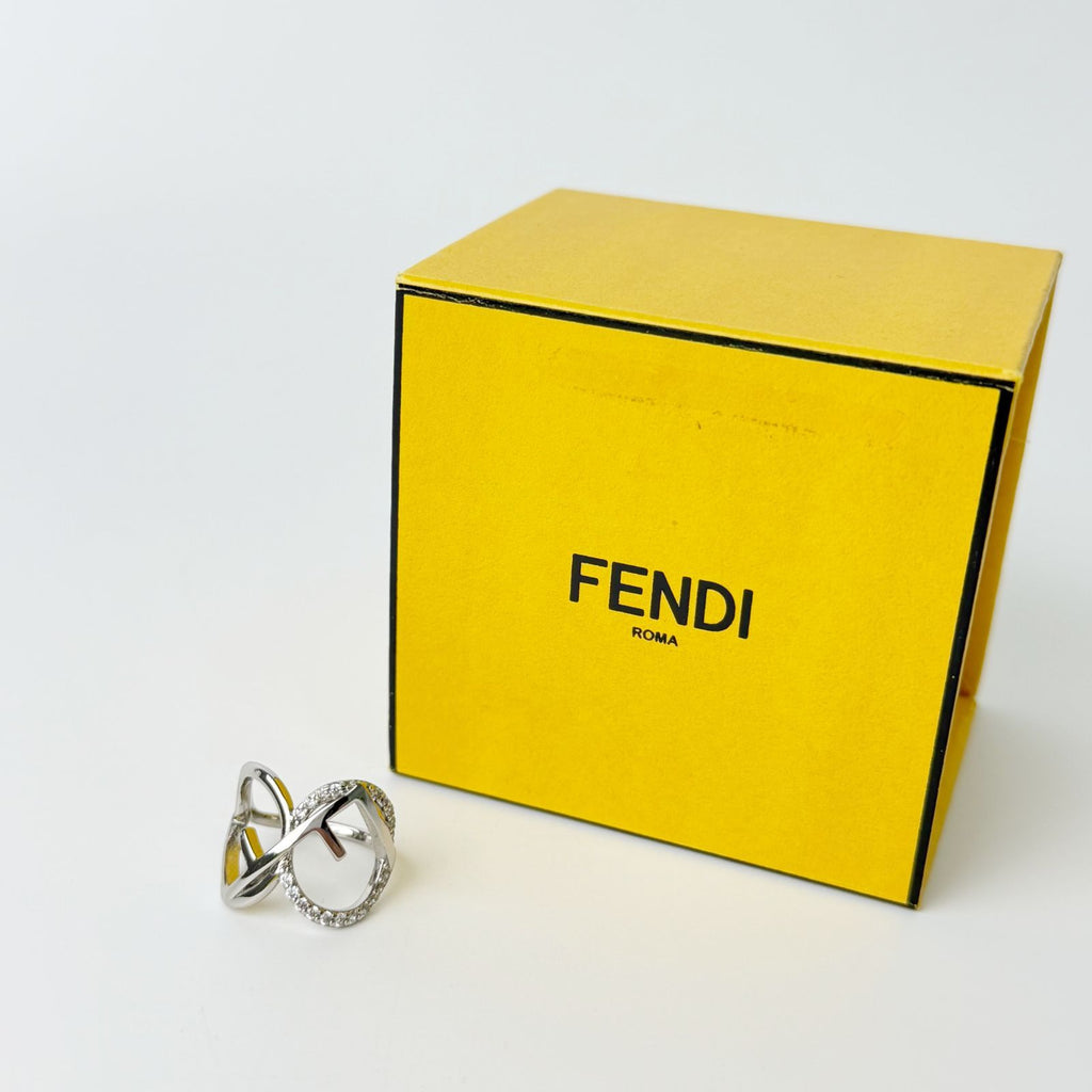 Fendi IS Crystal Ring Plated Silver Clear Vintage — view 2