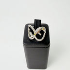 Fendi IS Crystal Ring Plated Silver Clear Vintage