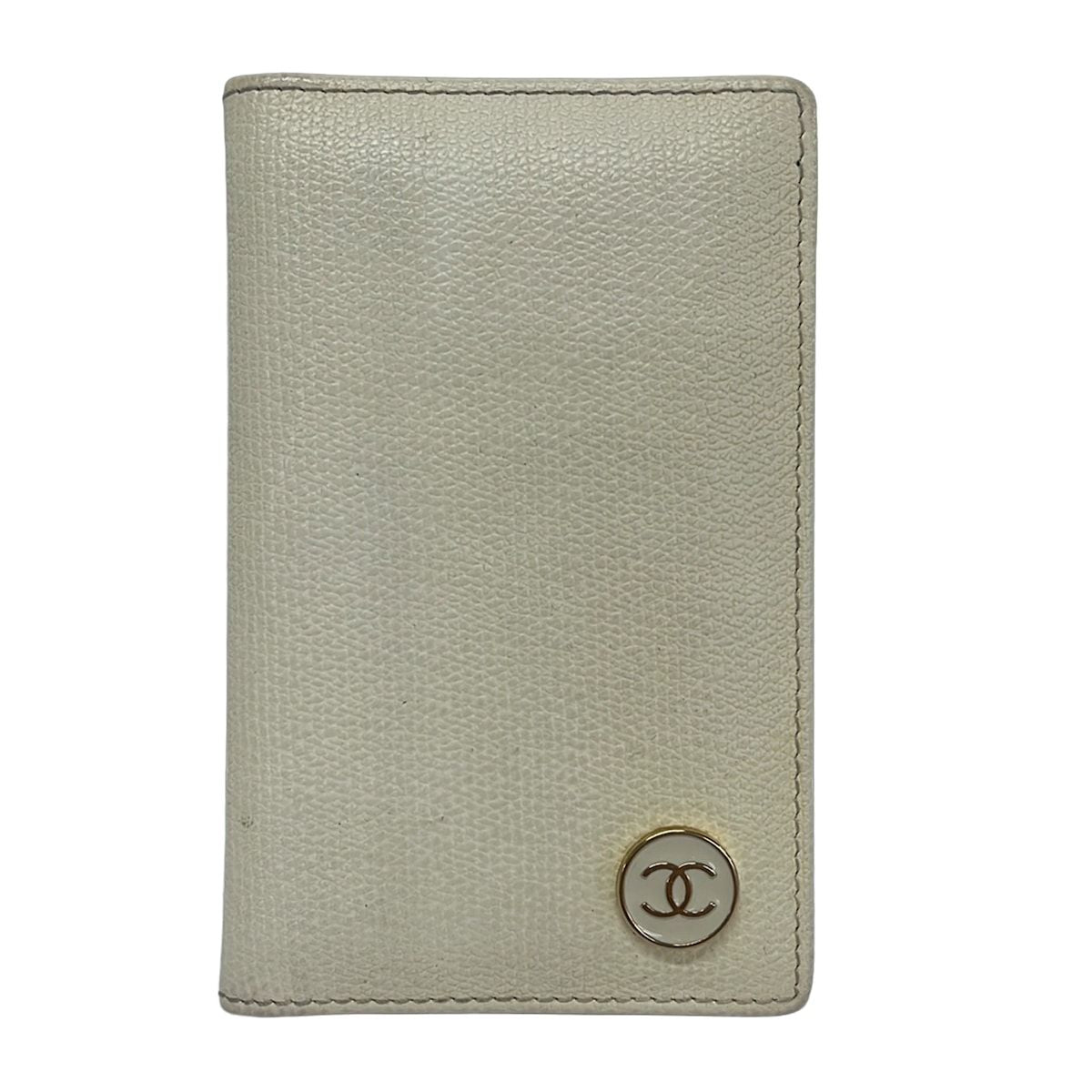 Chanel Card Case Coco Button Ivory Leather