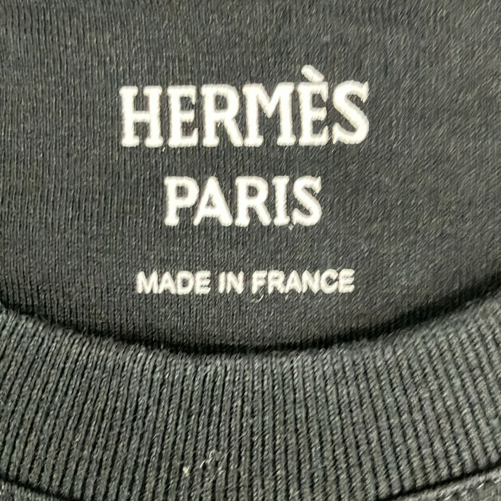 Hermes Short Sleeve T-Shirt 34 S Black Crew Neck Embroidered Pocket — view 3