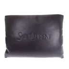 Saint Laurent Large Puffy Pouch Clutch Lambskin Black Silver with