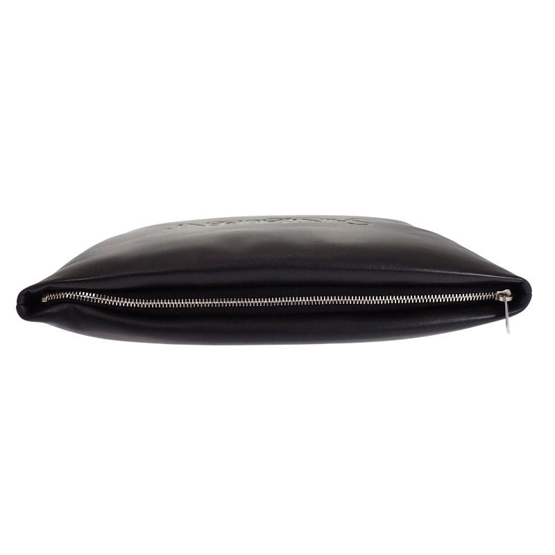 Saint Laurent Large Puffy Pouch Clutch Lambskin Black Silver with — view 6