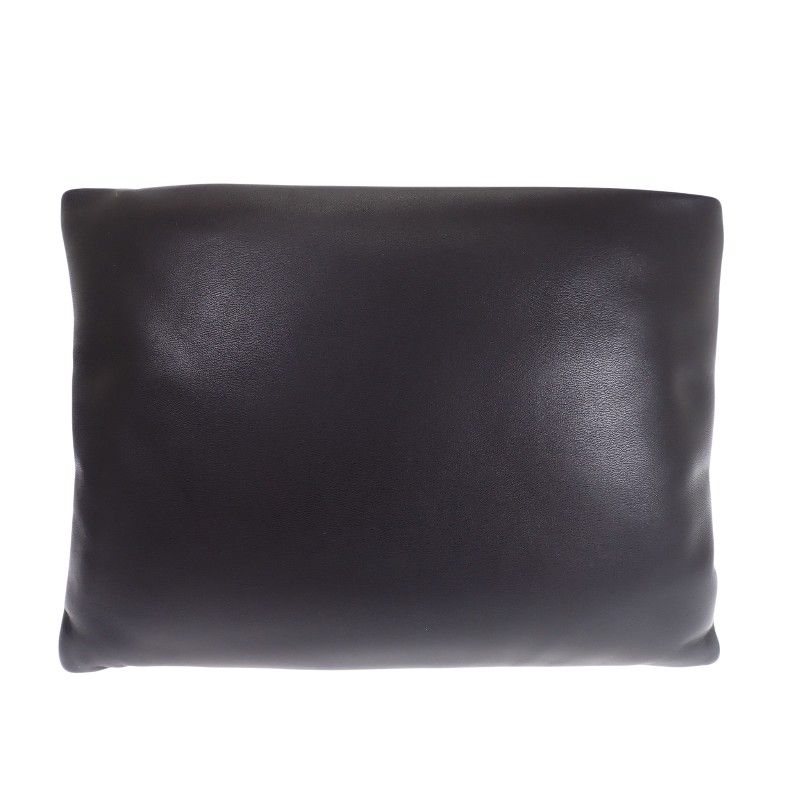 Saint Laurent Large Puffy Pouch Clutch Lambskin Black Silver with — view 2