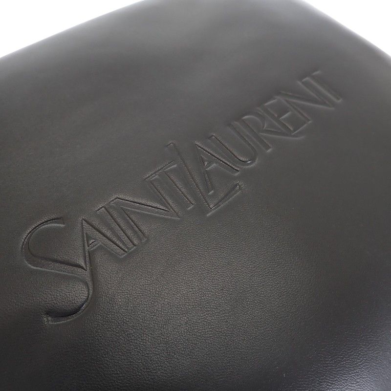 Saint Laurent Large Puffy Pouch Clutch Lambskin Black Silver with — view 8