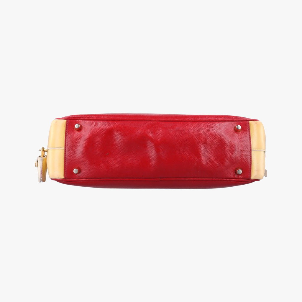 Prada Triangle Logo Red Yellow Patent 7 Shoulder — view 3
