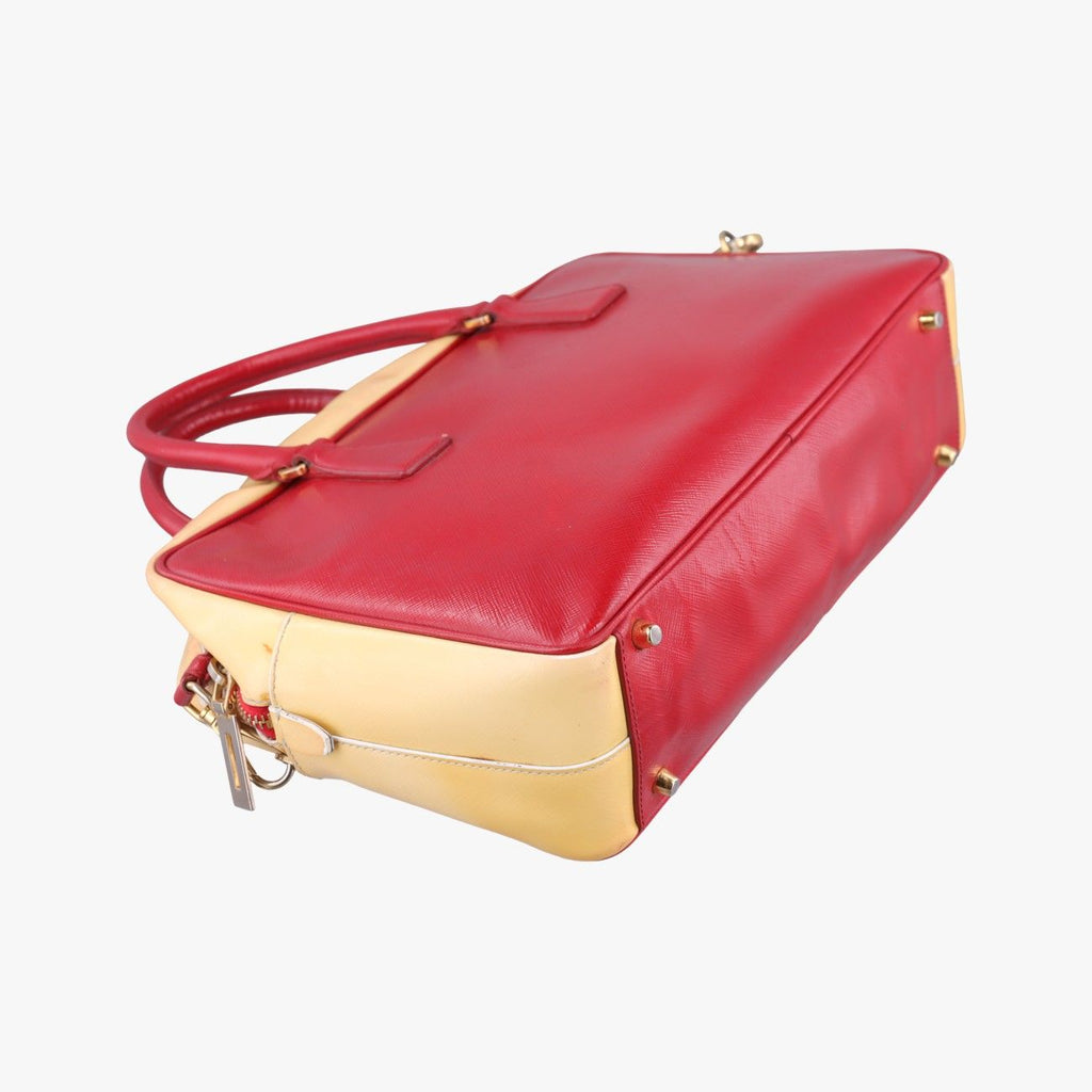 Prada Triangle Logo Red Yellow Patent 7 Shoulder — view 7