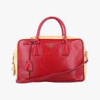 Prada Triangle Logo Red Yellow Patent 7 Shoulder