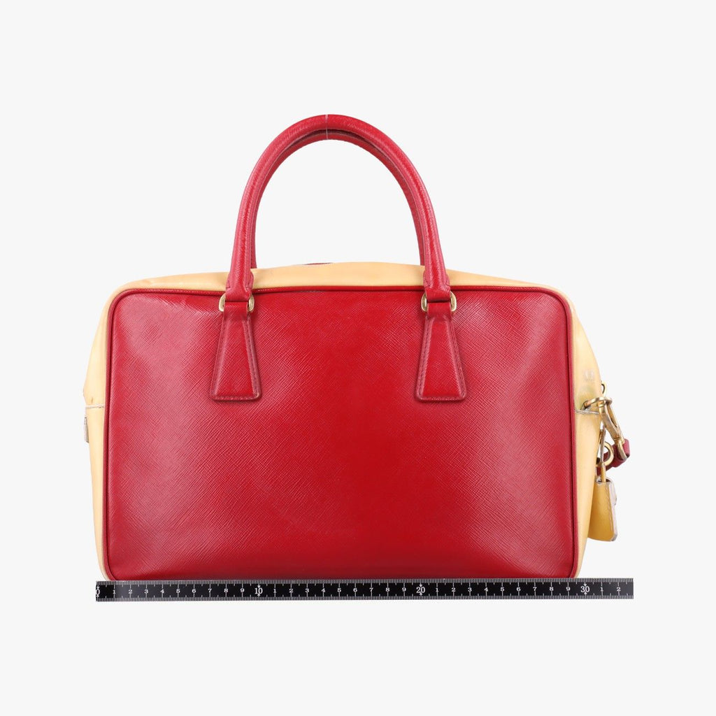Prada Triangle Logo Red Yellow Patent 7 Shoulder — view 2