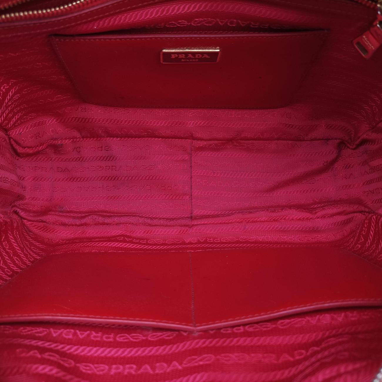Prada Triangle Logo Red Yellow Patent 7 Shoulder — view 9
