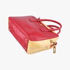 Prada Triangle Logo Red Yellow Patent 7 Shoulder — view 4
