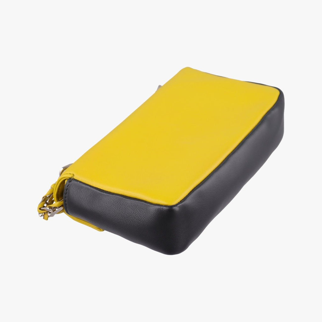 Fendi Mini Baguette Yellow Black Leather Shoulder — view 7