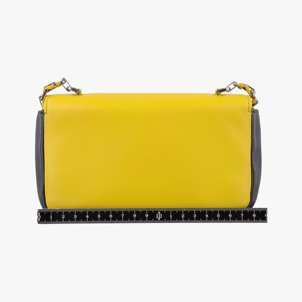 Fendi Mini Baguette Yellow Black Leather Shoulder — view 2