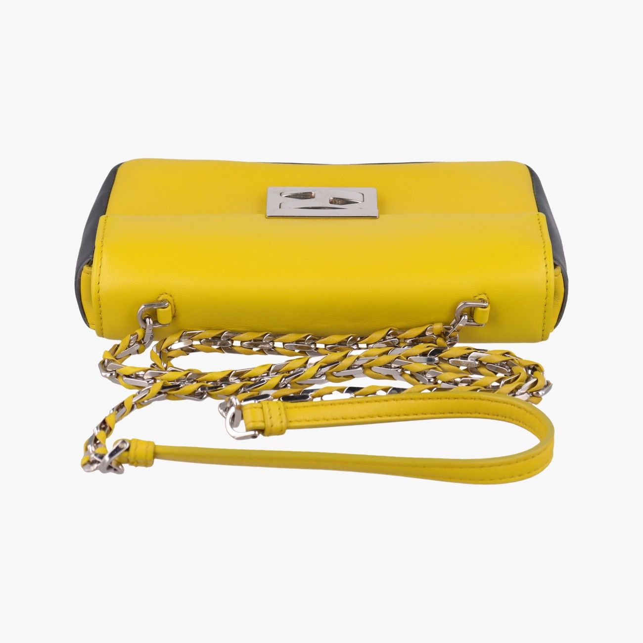 Fendi Mini Baguette Yellow Black Leather Shoulder — view 8