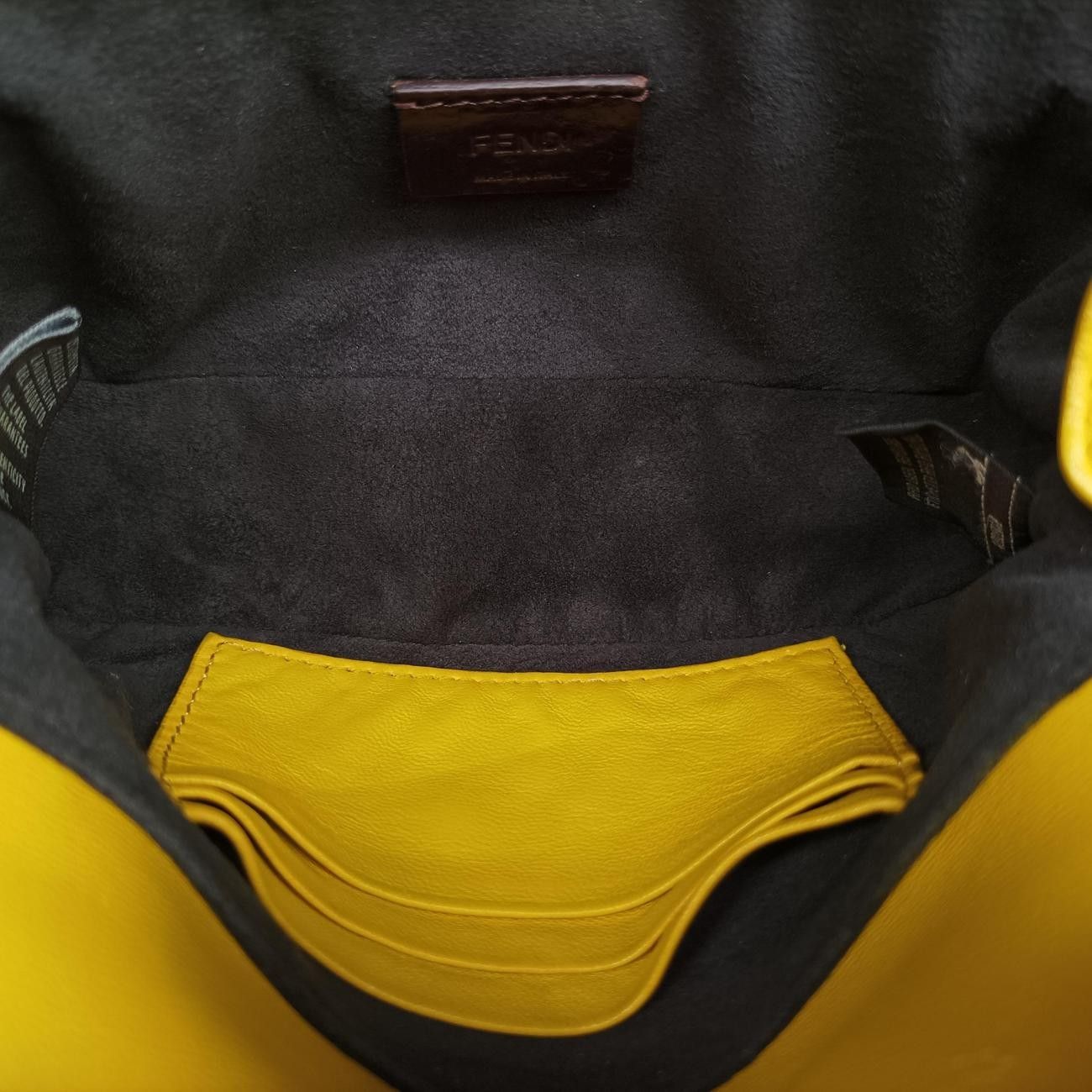 Fendi Mini Baguette Yellow Black Leather Shoulder — view 9